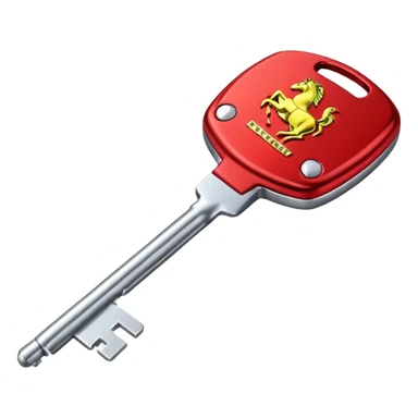 red Ferrari key with a white background sticker