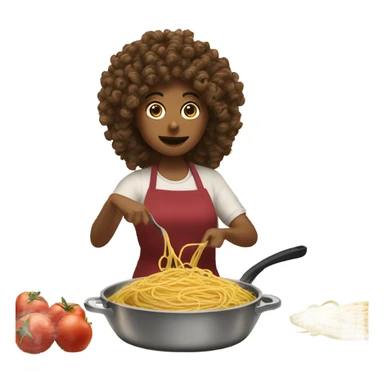 Spaghetti cooking battle teenage girl with curly hair, adult woman with slightly wavy hair  sticker
