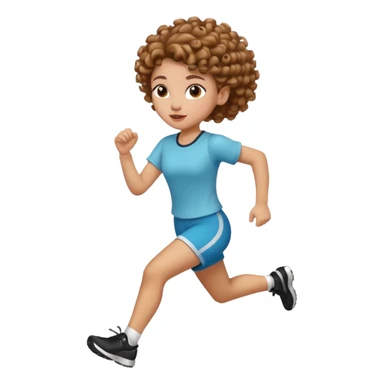  curly 
updo hair brown hair girl running sticker