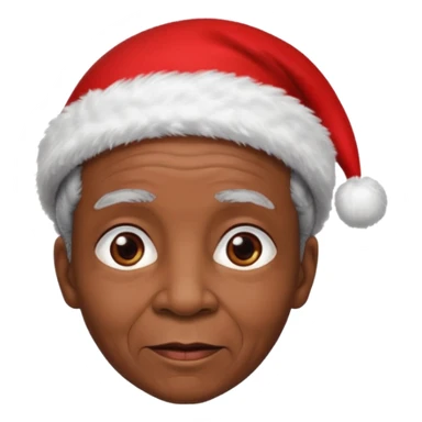 black elderly with red xmas hat sticker