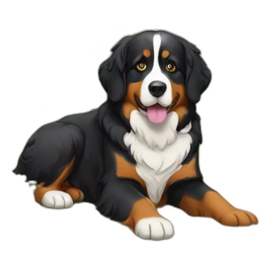 bernese dog drinking digging in the garden sticker