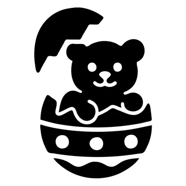 Change the Easter egg to a single solid green color and make the gummy bear entirely red, keep the style and background transparent. sticker