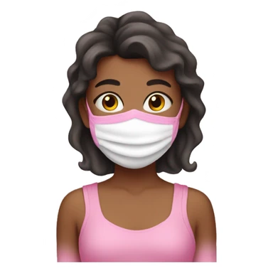 A girl after take a bath wearing pink mask sticker