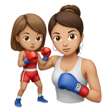 Light brunette fit mom boxing with baby boy sticker