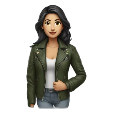 Beautiful Pakistani woman in motorcycle jacket sticker