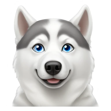 White husky with one blue eye and one brown eye sticker
