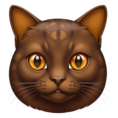 dark chocolate brown burmese cat with tortoise shell fur with small patchy areas  and amber eyes  sticker