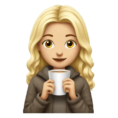 cozy girl blonde with coffe sticker