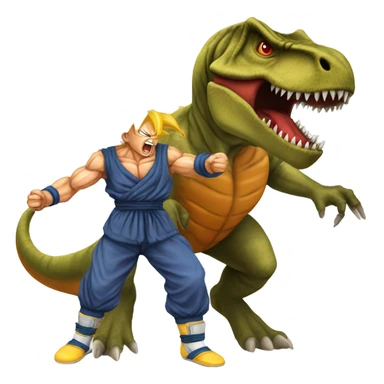 Super sayian Goku fighting a T. rex  sticker