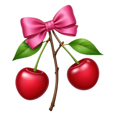 two cherrys with a pink bow on the stem sticker