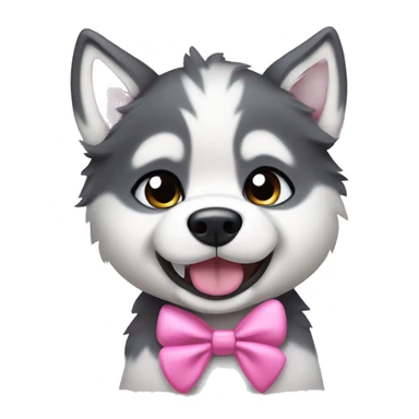 Husky puppy with pink bow sticker