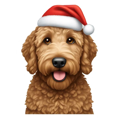 brown Golden doodle with christmas hat on  sticker