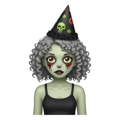 Black side party curly head girl zombie pale skin black crop top  sticker