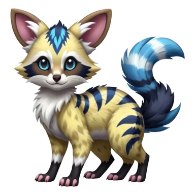 Futuristic furry fluffy floofy feathery tribal marked Genet-Absol-Furret-Zeraora-Primagen-fusion-creature  sticker