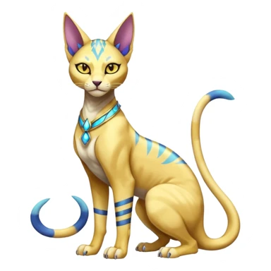 Modern furry anthro anthropomorphic futuristic shiny colorful Bastet-Sphynx-Lombax-Zeraora-Renamon-fusion (full body) sticker