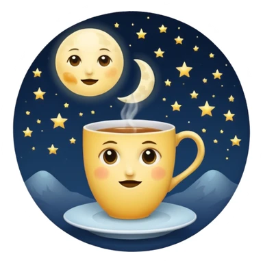 moon with under-eye circles drinking night tea sticker