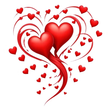 A tornado of red hearts swirling around each other sticker