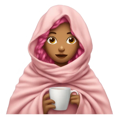 girl inside a blanket sipping coffee eyes closed pink hair sticker