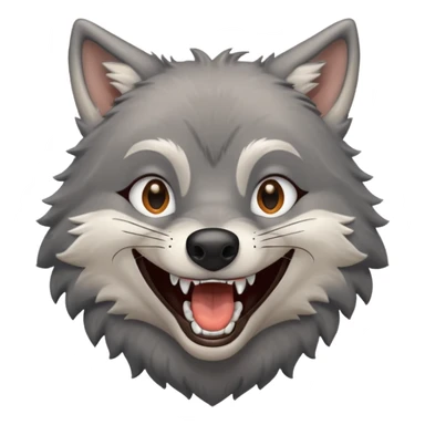 a grey wolf laughing out loud sticker