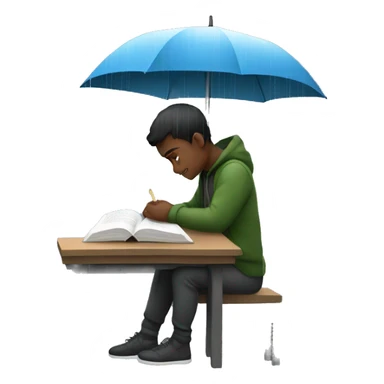 A person studying outside in the rain sticker