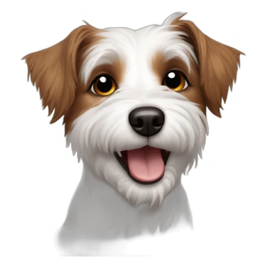 happy scruffy jack russel maltese dog with brown ears white face sticker