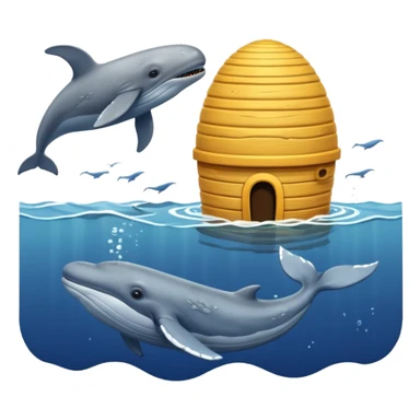 A bee hive chasing a whale in ovean sticker