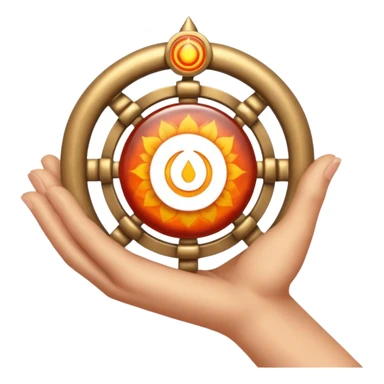 Make a emoji in which a finger taking sudarshan chakra sticker