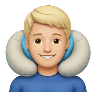blonde man using travel pillow  sticker