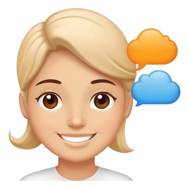 smiling face with balanced thought bubbles of work and relaxation sticker