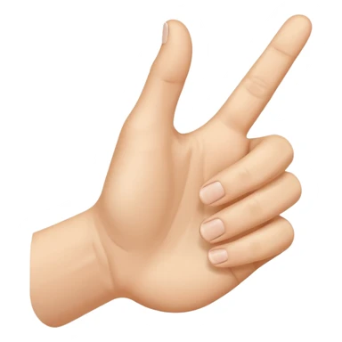A hand resembling 👆, with the hand entering the frame from the bottom right and pointing diagonally up and left, with the thumb and index finger open and the back of the hand facing the camera. sticker
