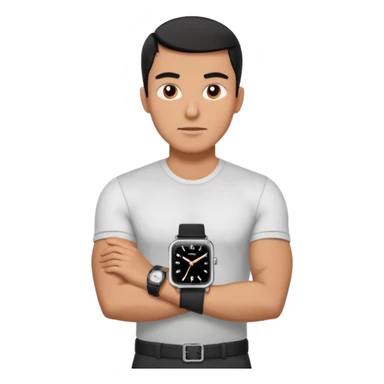 man wearing a black strap watch portrait, head and shoulders only, square jawline, strong facial structure, confident expression, black strap wristwatch visible, 3D cartoon, mobile game icon style, clean background, no text, no watermark
 sticker