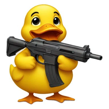 ducky holding a toy-gun sticker