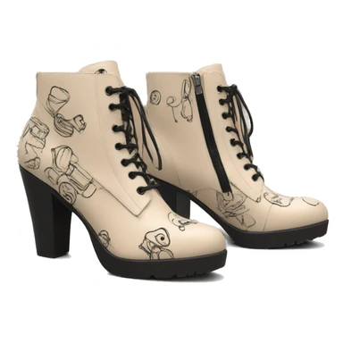 heels-boot-beige-with-black-doodles-zip sticker