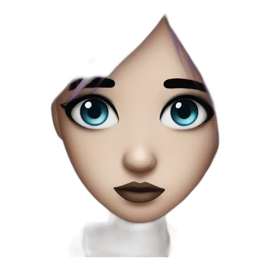 Sad emo girl, black makeup, long choppy blue hair side bangs sticker