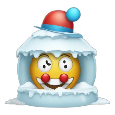 igloo with clown sticker