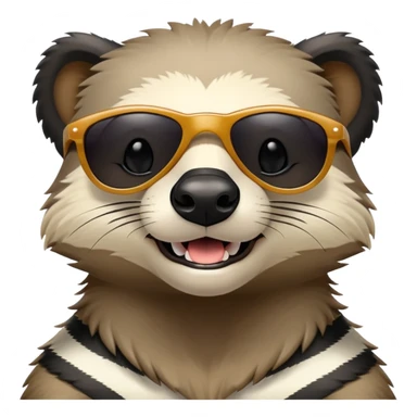 friendly anthropomorphised honey badger head and neck only, wearing sunglasses, different expression sticker