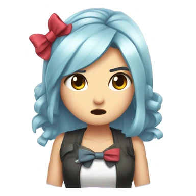 cute animted twitch emote kawaii girl wth a bow in er hair being angry sticker