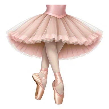Humanless emoji for Ballet: close-up of key ballet attributes like a pair of pointe shoes, a tutu, and a ballet barre. The icon should capture the elegance and precision of ballet, with a focus on these iconic elements. Transparent background. sticker