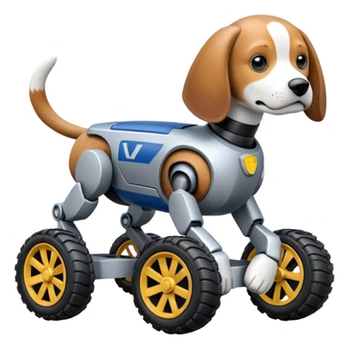 Very fast  jumping riot Boston dynamics police robotic beagle Sherlock robodog with two off-road wheels per ankle  sticker