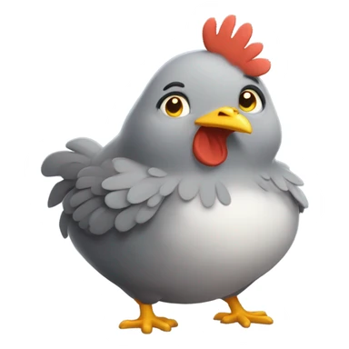 Fat grey happy chicken sticker