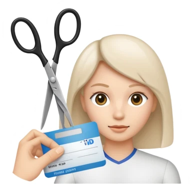 Scissors cutting an ID card in 2 parts.hyper realistic sticker