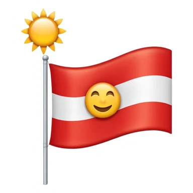 Eine Flagge die weiß ist von links nach rechts ist ein roter streifiger balken. In den roten dickeren Streifen ist eine Sonne ohne Gesicht etwa so 🌞 nur ohne Gesicht sticker