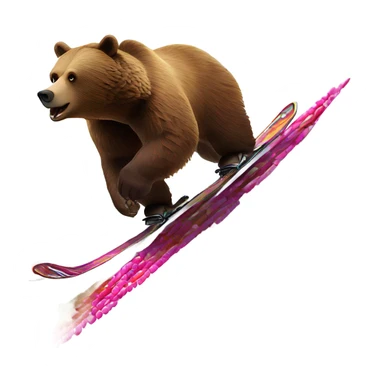 Grizzly bear skiing down mountain made of skittles sticker
