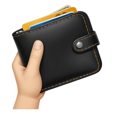 an empty open wallet held in two hands, clear and expressive, suitable for an icon or emoji sticker