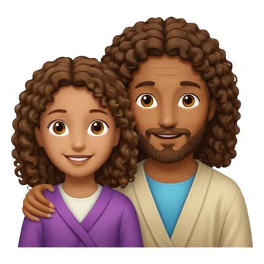 Jesus y una niña morena y crespa  sticker