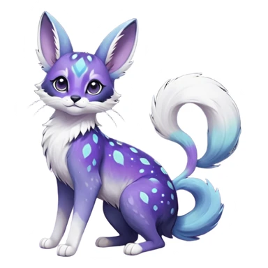 Colorful black-violet-indigo-purple-gradients nebulae nebula starry galactical shiny white-stars-spotted glorious iridescent divine exotic cute cool beautiful realistic Meloetta-caracal-civet-sergal-bunny-oncilla-animal-Fakémon-hybrid-fursona (full body) sticker