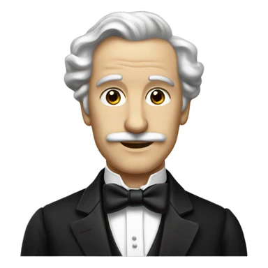 19th century white writer in a black tuxedo with a bow tie sticker