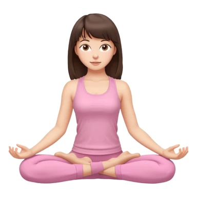 brunette with bangs yoga girl light pink clothes n sticker