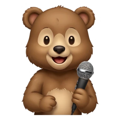 happy bear cute singing with microphone sticker