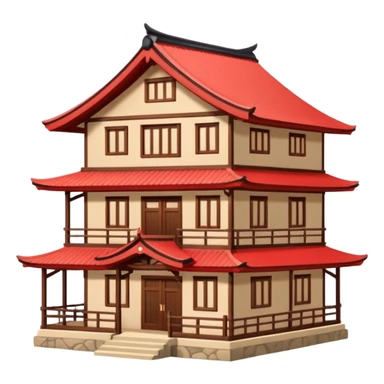 japan style wood house red beige sticker